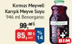 BENORGANİC KIRMIZI MEYVELİ KARIŞIK MEYVE SUYU 946 ML fiyat ve kampanya bilgisi